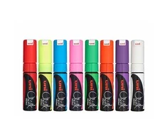 UNIBALL Kridtmarker Uni-ball, skrå, etui a 8 farver