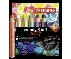 Woody Yes For Skills Įvairių spalvų pieštukų rinkinys / 6spalvų + magiškas trintukas ir drožtukas