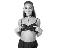 Sportsheets Collar Sportiniai lakštai – Sex &amp; Mischief Amor apykaklė su spenelių papuošalais