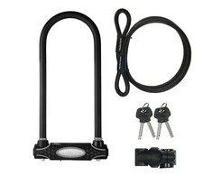 Masterlock MASTER LOCK Grūdinto plieno „U“ formos dviračio spyna su papildomu trosu ir laikikliu spynai