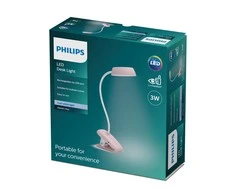 Įkraunama LED lempa su spaustuku PHILIPS DONUTCLIP, 3W, 4000K, 175lm, reguliuojamo ryškumo, rožinė. | Philips