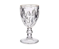 Bikuva.lt Taurės vynui DIAMOND AU, 6 vnt., 250ml, auksiniu kanteliu