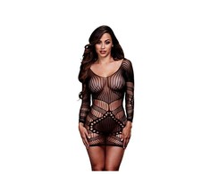 Eropartner Baci Longsleeve Mini Dress One Size - Juodas Geometric Lace