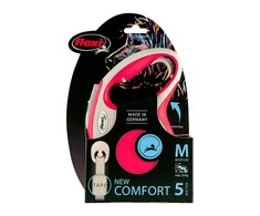 Flexi New Comfort M pavadėlis šunims iki 25kg juostinis 5m raudonos spalvos