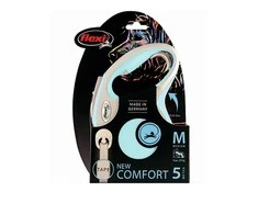 Flexi New Comfort S pavadėlis šunims iki 15kg juostinis 5m žydros spalvos