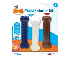Nylabone vištienos starto rinkinys S – trijų dalių jaunų šuniukų kramtomųjų kaulų rinkinys, patvarus ir skanus