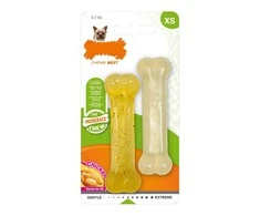 Nylabone Vidutinio Stiprumo Kaulas Dviejų Vienetų Pakuotė XS – Vištienos Kvapo, Patvarūs Kramtalai Mažoms Veislėms