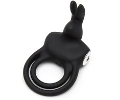RING Happy Rabbit – stimuliuojantis USB įkraunamas meilės žiedas triušiui