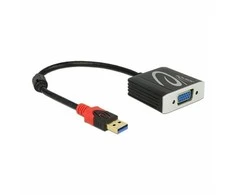 ADAPTERIS USB-A(M) 3.0->VGA(F) SU LAIDU 20CM JUODA FULL HD 60HZ DELOCK