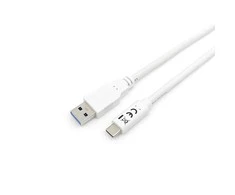 USB kabelis Equip USB-A - USB-C 1 m Baltas (128363)