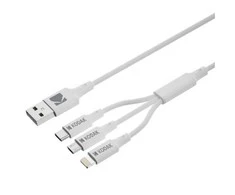 USB kabelis Kodak USB-A - USB-C + microUSB + Žaibas 1 m Balta (SB7379)