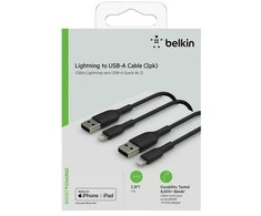 Kabelis USB Belkin Lightning - USB-A 1 m Juodas (CAA001BT1MBK2PK)