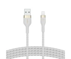 Belkin CAA010bt1MWH BOOST CHARGE™ USB-A LTG silikonui 1m balta