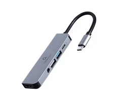 GEMBIRD A-CM-COMBO5-02 kelių prievadų adapteris C tipo USB 5in1 šakotuvas + HDMI + PD + stereofoninis garsas