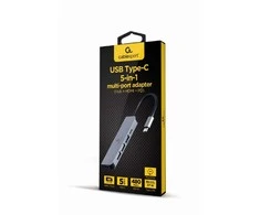 GEMBIRD A-CM-COMBO5-03 kelių prievadų adapteris C tipo USB 5in1 šakotuvas + HDMI + PD