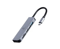 GEMBIRD A-CM-COMBO6-02 kelių prievadų adapteris C tipo USB 6in1 šakotuvas + HDMI + kortelių skaitytuvas