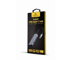 GEMBIRD USB Type-C 3 prievadų USB šakotuvas USB3.1 + USB 2.0 su kortelių skaitytuvu