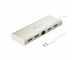 J5 Create „j5create JCD381-N“ USB „Type-C™“ dvigubas HDMI mini prijungimo blokas – eternetas / USB 3.1 šakotuvas / PD2.0, USB 3.2 Gen 1 (3.1 Gen 1) Type-C, 60 W, 10, 100, 1000 Mbit/s, smėlio spalvos, balta, 4K „Ultra HD“, 30 Hz