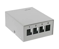 InLine® Desktop Consolidation Point Box 4x Keystone RJ45, metalinis, šviesus pilkas RAL7035