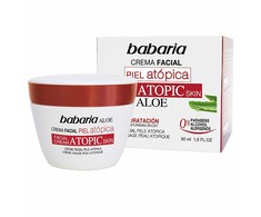 Babaria Aloe Vera Facial Kreminis Atopic Skin 0% veido kremas atopinei odai, 50 ml