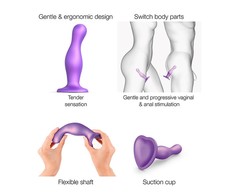 Strap-On-Me - Dildo Plug Curvy Metallic Violetinė L