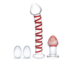 Glas Stiklas – Mr. Swirly 4 vnt. rinkinys su stikliniais Kegelio kamuoliukais ir užpakalio kištuku
