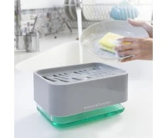 InnovaGoods muilo dozatorius 2 viename Pushoap skirta indams skysčio dozatorius kriauklei
