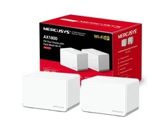 Maršrutizatorius Mercusys AX1800 Whole Home Mesh Wi-Fi 6 sistema | Halo H70X (2 vnt.) | 802.11ax | 574+1201 Mbit/s | 10/100/1000 Mbit/s | Ethernet LAN (RJ-45) jungtys 3 | Tinklelio palaikymas Taip | MU-MiMO Taip | Nėra mobiliojo plačiajuosčio ryšio | Antenos tipas Vidinis
