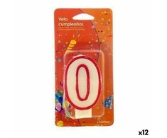 Bigbuy Home Žvakė Raudona Balta Gimtadienio Numeriai 0 (12 vnt.)