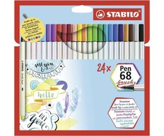 Flomasterių rinkinys Stabilo Pen 68 brush, 24 vnt.