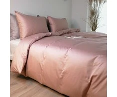 Saules Patalyne PREMIUM satino patalynės komplektas DUSTY Rožinis, 2 dalių, 140x200 cm