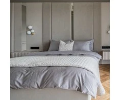 Saules Patalyne PREMIUM satino patalynės komplektas Sidabrinis ROYAL, 3 dalių, 200x220 cm