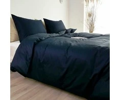 Saules Patalyne PREMIUM satino patalynės komplektas NAVY Mėlynas (tamsiai mėlyna), 3 dalių, 200x220 cm