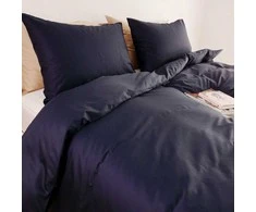 Saules Patalyne PREMIUM satino patalynės komplektas NAVY Mėlynas (tamsiai mėlyna), 3 dalių, 200x220 cm