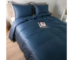 Saules Patalyne PREMIUM satino patalynės komplektas WATER Mėlynas, 3 dalių, 200x220 cm