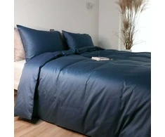 Saules Patalyne PREMIUM satino patalynės komplektas WATER Mėlynas, 3 dalių, 200x220 cm