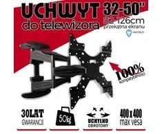 4WORLD 10094 4World sieninis laikiklis, skirtas LCD 32-50 VESA 400 pakreipimo / pasukimo apkrova 50 kg BLK