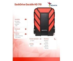 Kietasis diskas ADATA HD710P 1000 GB, 2.5", USB 3.1 (atgal suderinama su USB 2.0), Raudona
