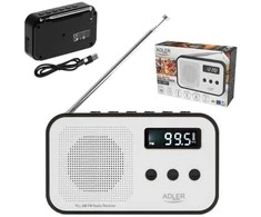 Adler | Digital radio PLL AM/FM | AD 1907 | Alarm function | Baltas/Juodas