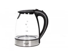 Adler | Virdulys | AD 1225 | Standard | 2000 W | 1.7 L | Glass | 360° rotational base | Nerūdijantis plienas/Transparent