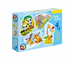 Dėlionė Alexander Multigra Baby Puzzle 4in1 Laukiniai gyvūnai