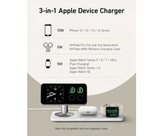 Anker MagGo 15W 3-in-1 horizontali magnetinė stotis Baltas