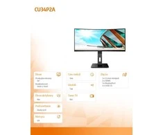 Monitorius AOC CU34P2A 34 colių VA lenktas 3440x1440 H/A 150mm 100hz FreeSync Premium ULTRAWIDE USB HOB GARSIAKARIAI DPx1 HDMIx2 VESA 100x100 PRO LINE