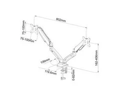 ART RAMM L-13GD ART stalinis laikiklis ant dujinių spyruoklių 2 monitoriams LED/LCD 13-27 L-13GD