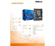 Pagrindinė plokštė ASROCK H610M-HDV/M.2 LGA1700 2x DDR4 DIMM HDMI DP 1xPCIe 4.0 x16 2xPCIe 3.0 x1