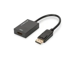 Assmann Electronic ASSMANN DisplayPort adapterio kabelis DP - HDMI tipas A M/F 0,2 m su blokavimu HDMI Ver. 2.0 aktyvus CE auksinis bl
