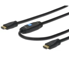 Assmann Electronic ASSMANN HDMI didelės spartos A tipo jungties kabelis su stiprintuvu. M/M 10.0mw/Ethernet Ultra HD 24p CE auksinis bl