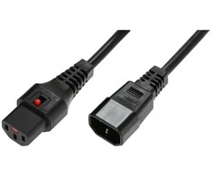 MicroConnect Assmann Electronic ASM IEC-PC1021 maitinimo kabelis, kištukas C14, Ho5VV-F 3 X 1.00mm2 iki C13 IEC LOCK, 2m juodas