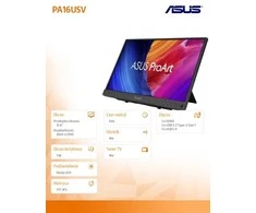 Monitorius ASUS ProArt PA16USV - 60Hz | 4K | IPS | 15.6''