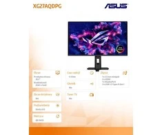 ASUS XG27AQDPG computer monitorius 67.3 cm (26.5") 2560 x 1440 pikselių Wide Quad HD QD-OLED Juodas